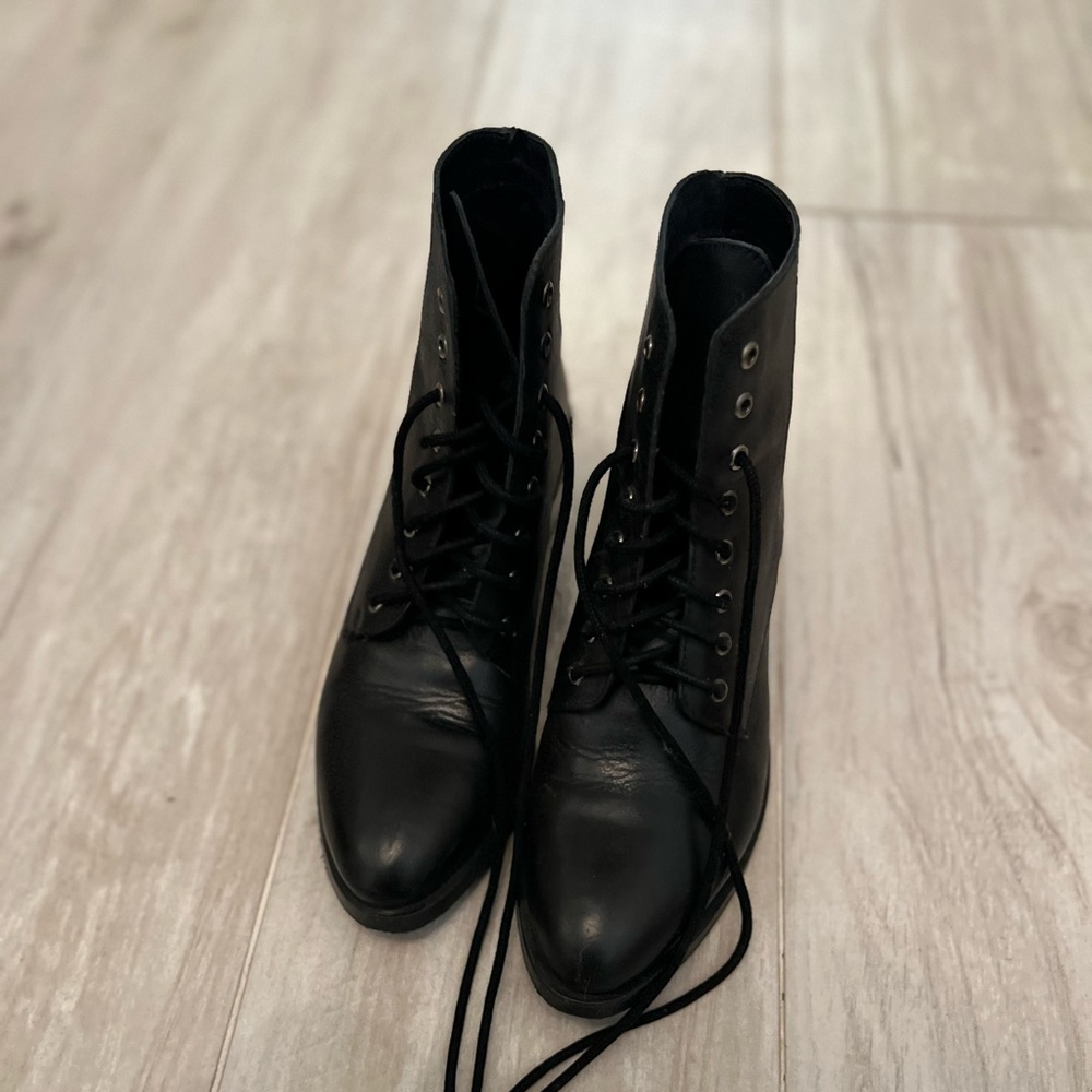 Jeffrey Campbell black lace up combat boots